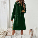 Essnce 1 pieza vestido-sudadera con capucha de felpa de manga larga con cordon de mujer, casual, para otono/invierno