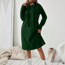 Essnce 1 pieza vestido-sudadera con capucha de felpa de manga larga con cordon de mujer, casual, para otono/invierno