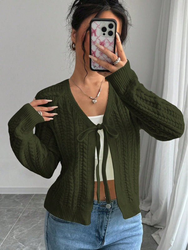 Essnce cardigan de mujer de manga larga con estampado floral 3d con lazo delantero, de estilo frances casual y versatil