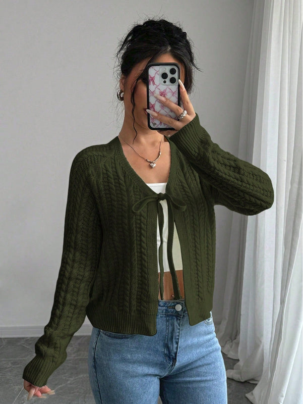 Essnce cardigan de mujer de manga larga con estampado floral 3d con lazo delantero, de estilo frances casual y versatil