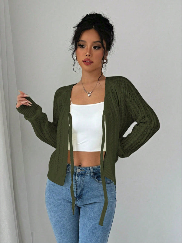 Essnce cardigan de mujer de manga larga con estampado floral 3d con lazo delantero, de estilo frances casual y versatil