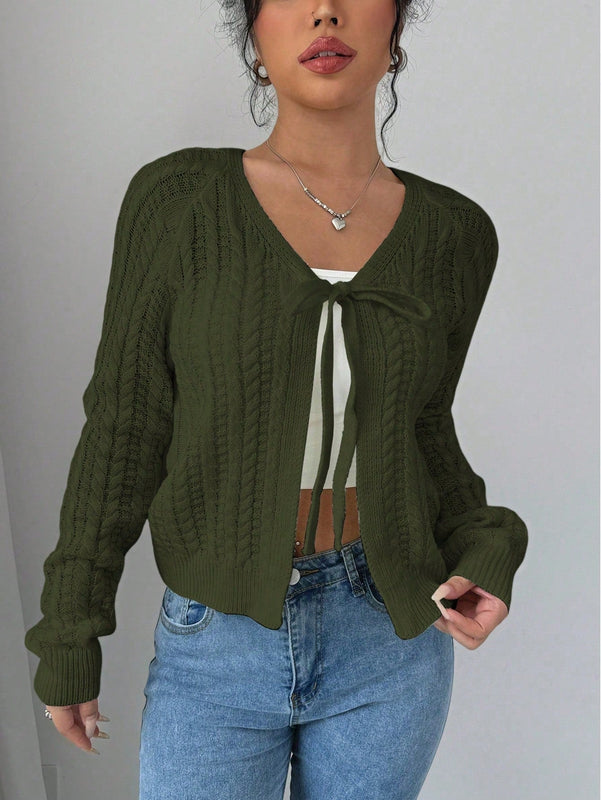 Essnce cardigan de mujer de manga larga con estampado floral 3d con lazo delantero, de estilo frances casual y versatil