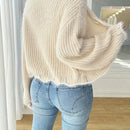 Clasi cardigan casual de punto con cuello en v y botones al frente de manga larga para mujer