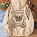 Essnce sudadera holgada de mujer con estampado de letras y mariposas de manga larga, para otono/invierno
