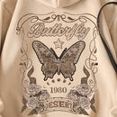 Essnce sudadera holgada de mujer con estampado de letras y mariposas de manga larga, para otono/invierno