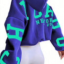 Ezwear sudadera con capucha informal para mujer con estampado de letras, para otono/invierno
