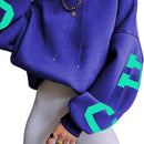 Ezwear sudadera con capucha informal para mujer con estampado de letras, para otono/invierno