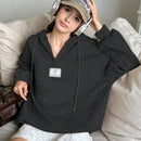 Ezwear sudadera con capucha casual de mujer con bordado de letras, para otono/invierno