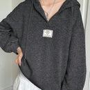 Ezwear sudadera con capucha casual de mujer con bordado de letras, para otono/invierno