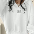 Ezwear sudadera con capucha casual de mujer con bordado de letras, para otono/invierno