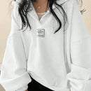 Ezwear sudadera con capucha casual de mujer con bordado de letras, para otono/invierno