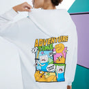 Adventure time x  sudadera con capucha holgada con bolsillo tipo canguro, estampado de eslogan de dibujos animados y cuello caido, para mujer, de uso casual en primavera y otono