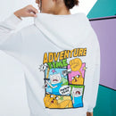 Adventure time x  sudadera con capucha holgada con bolsillo tipo canguro, estampado de eslogan de dibujos animados y cuello caido, para mujer, de uso casual en primavera y otono