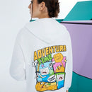 Adventure time x  sudadera con capucha holgada con bolsillo tipo canguro, estampado de eslogan de dibujos animados y cuello caido, para mujer, de uso casual en primavera y otono