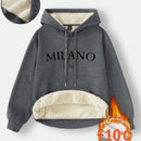 Ezwear sudadera holgada casual de cuello alto con media cremallera, estampado de la letra california, color blanco, con cordon ajustable, esponjosa y gruesa, apropiada para otono/invierno
