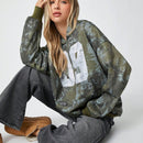 Ezwear sudadera informal con capucha y bolsillo con estampado de letras, para otono/invierno