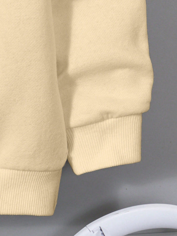Ezwear sudadera con capucha de ajuste holgado y gruesa con estampado minimalista "feliz ano nuevo" de color rojo casual para mujer