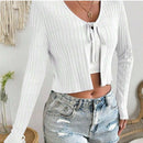 Cardigan de punto ligero con lazo en la parte delantera para mujer, moderno, de material suave y transpirable para una comodidad durante todo el dia, perfecto para ocasiones informales o elegantes