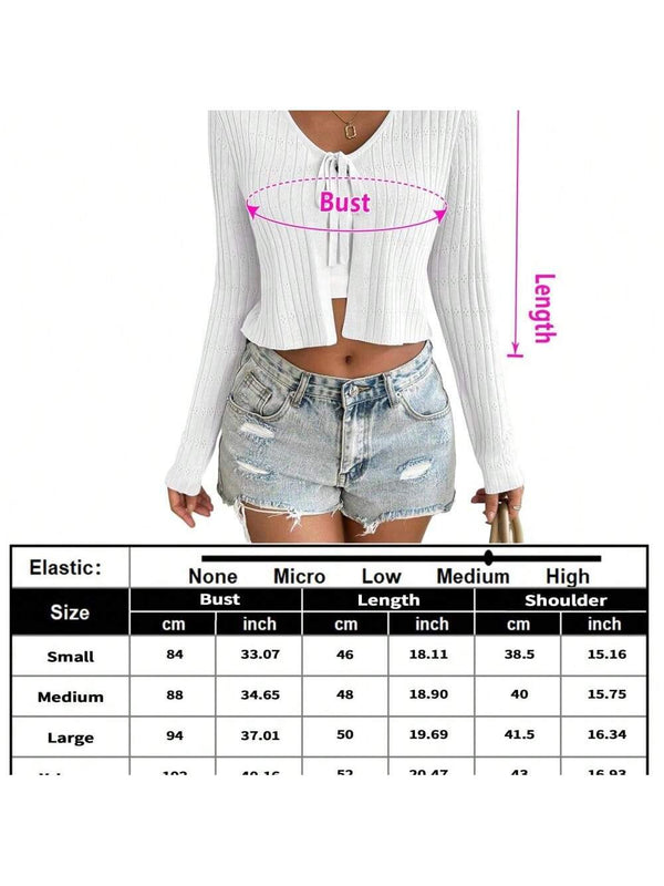 Cardigan de punto ligero con lazo en la parte delantera para mujer, moderno, de material suave y transpirable para una comodidad durante todo el dia, perfecto para ocasiones informales o elegantes