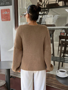 Cardigan informal de manga larga con cruce cruzado y textura acanalada de unicolor