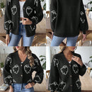 Sueteres con botones para mujer, estilo casual y ligero, con estampado fantasma, mangas largas, cardigan de punto, ropa de punto calida para uso diario