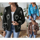 Sueteres con botones para mujer, estilo casual y ligero, con estampado fantasma, mangas largas, cardigan de punto, ropa de punto calida para uso diario