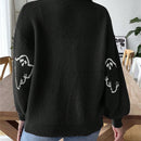 Sueteres con botones para mujer, estilo casual y ligero, con estampado fantasma, mangas largas, cardigan de punto, ropa de punto calida para uso diario