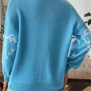 Sueteres con botones para mujer, estilo casual y ligero, con estampado fantasma, mangas largas, cardigan de punto, ropa de punto calida para uso diario