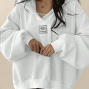 Ezwear sudadera con capucha de manga larga informal con estampado de letra, hombros caidos y cordon, para otono