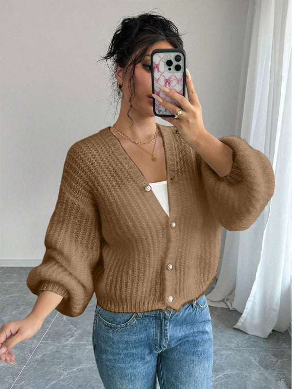 Essnce cardigan holgado y tejido suelto, manga larga informal para otono/invierno