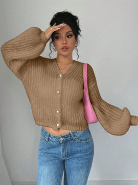Essnce cardigan holgado y tejido suelto, manga larga informal para otono/invierno