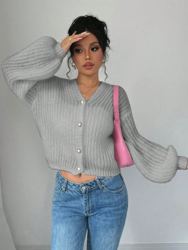 Essnce cardigan holgado y tejido suelto, manga larga informal para otono/invierno