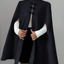 Elenzya capa, poncho y capa con cuello de pie, decoracion de botones con bloque de color en estilo chino, abrigo de lana grueso para mujer, otono/invierno