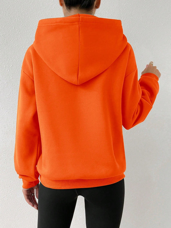 Moosta sudadera con capucha de manga larga para mujer con bordado de letras y bolsillo, para uso casual diario
