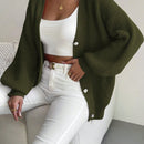 Essnce 1 pieza cardigan de punto casual a todo combinar con botones delanteros de un solo color, apto para otono e invierno