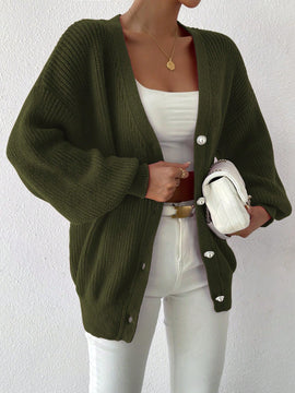 Essnce 1 pieza cardigan de punto casual a todo combinar con botones delanteros de un solo color, apto para otono e invierno