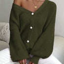 Essnce 1 pieza cardigan de punto casual a todo combinar con botones delanteros de un solo color, apto para otono e invierno