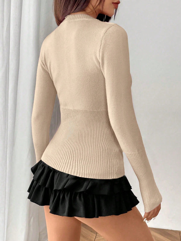 Moosta chaqueta de punto de estilo casual y versatil de color liso para otono/invierno