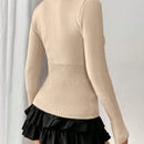 Moosta mujer chaqueta de punto de unicolor con cuello redondo, manga larga, de abotonadura sencilla, versatil y de moda, para otono/invierno