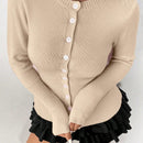 Moosta mujer chaqueta de punto de unicolor con cuello redondo, manga larga, de abotonadura sencilla, versatil y de moda, para otono/invierno