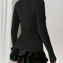 Moosta mujer chaqueta de punto de unicolor con cuello redondo, manga larga, de abotonadura sencilla, versatil y de moda, para otono/invierno