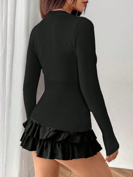 Moosta mujer chaqueta de punto de unicolor con cuello redondo, manga larga, de abotonadura sencilla, versatil y de moda, para otono/invierno
