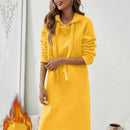 Essnce 1 pieza vestido-sudadera con capucha de felpa de manga larga con cordon de mujer, casual, para otono/invierno