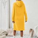 Essnce 1 pieza vestido-sudadera con capucha de felpa de manga larga con cordon de mujer, casual, para otono/invierno