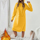 Essnce 1 pieza vestido-sudadera con capucha de felpa de manga larga con cordon de mujer, casual, para otono/invierno