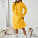 Essnce 1 pieza vestido-sudadera con capucha de felpa de manga larga con cordon de mujer, casual, para otono/invierno