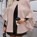 Clasi abrigo de lana elegante con cuello vuelto y abotonadura sencilla, en unicolor, para mujer, para otono/invierno