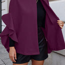 Clasi abrigo de lana elegante con cuello vuelto y abotonadura sencilla, en unicolor, para mujer, para otono/invierno