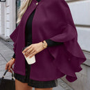 Clasi abrigo de lana elegante con cuello vuelto y abotonadura sencilla, en unicolor, para mujer, para otono/invierno