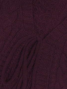 Moosta cardigan informal de manga de globo con nudo delantero de unicolor para otono/invierno